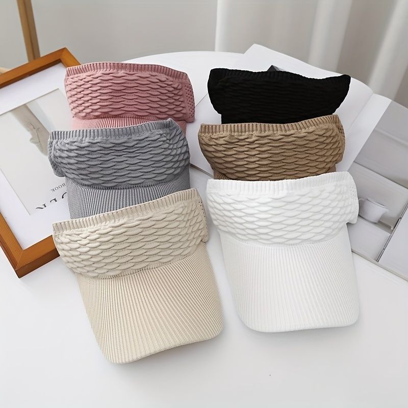 4pcs Women's Summer Sunshade Hat Set - Solid Color Polyester Fiber, Outdoor Women's Running Sunshade Hat, Available in Multiple Colors (Black, White, Khaki — image 2