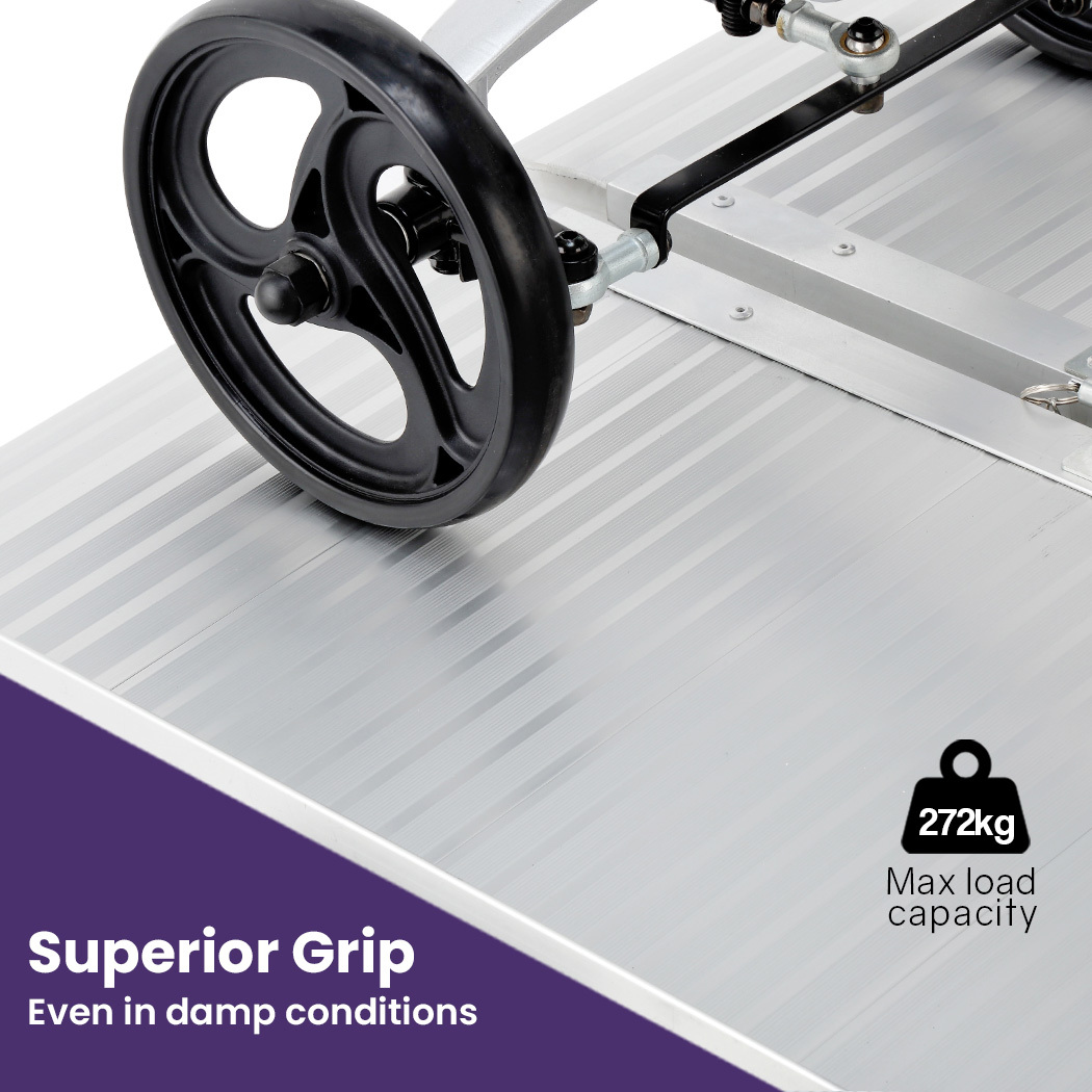 EQUIPMED 123cm Portable Folding Aluminium Access Ramp 272kg Rated, Silver, Mobility Scooter โ image 3