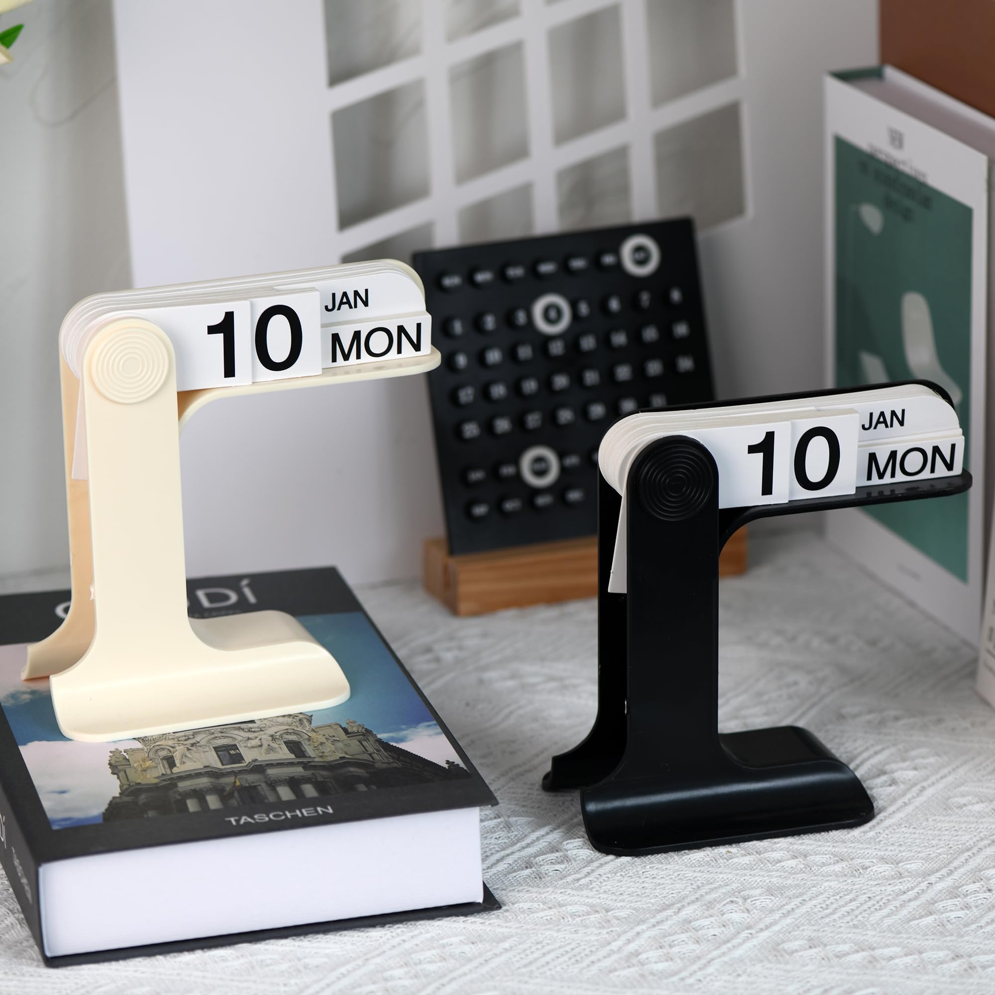 1 Piece Perpetual Desk Calendar with Retro Date Display for Home Offices, Study Desks and Everyday Decorative Organisation, White — image 6