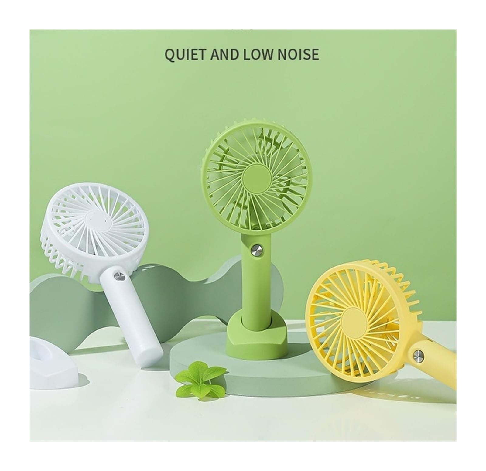 Mini Handheld Fan (White) Portable Fan Powerful Handheld Fan Cute Design 3 Speed Personal Small Desk Fan with Base Lightweight Makeup Usb Rechargeable Fan for — image 4