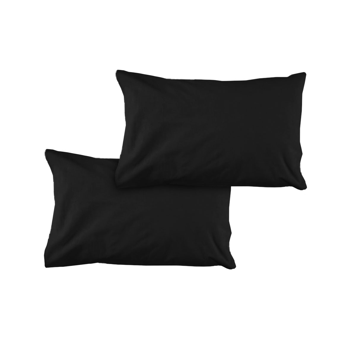 Pair of Solid Colour Microfiber Standard Pillowcases 48 × 73cmx15cm (Flap) Black