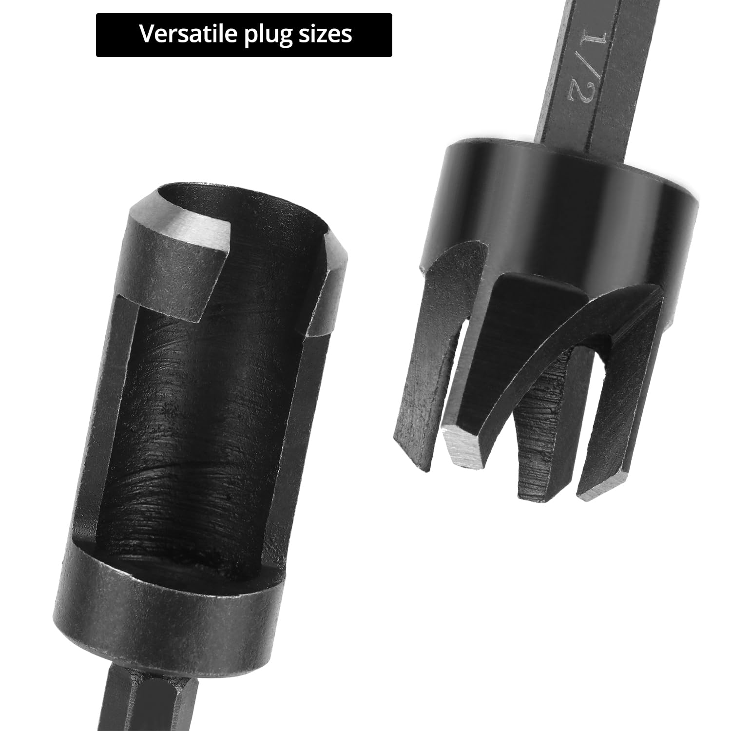 Wood Plug Cutter Drill Bit Set, 8Pcs, Includes 1/4", 5/16", 3/8", 1/2" Sizes, 1/4 Inch Hex Shank — image 3