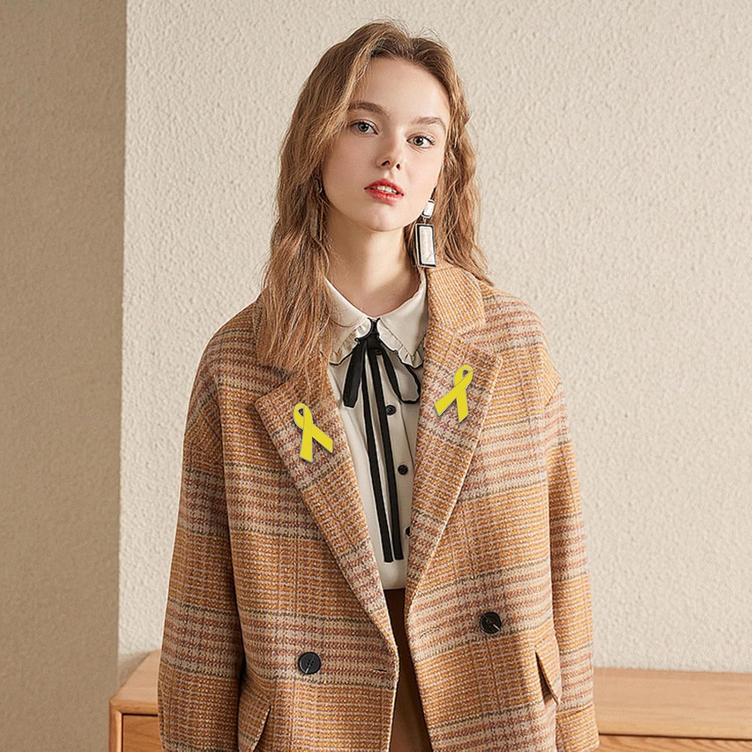 Yellow Ribbon Brooch Israel Hostage Women Men Bring Them Home Brooch Yellow Ribbon Breast Cancer Awareness Stand-Up Collar Brooch Support Campaign Charitable — image 4