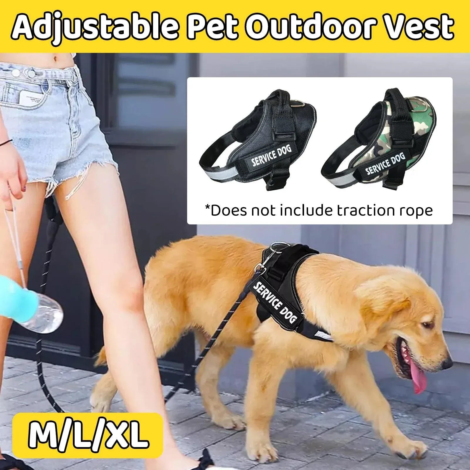 Adjustable Dog Vest Harness for Small Medium Dogs Comfortable No Pull Design - Black-XL — image 2