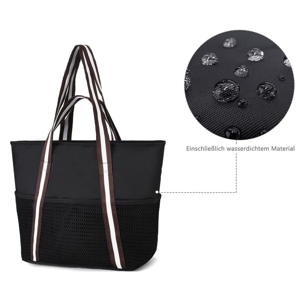 Waterproof Beach Bag for Women with Zipper, Sand-Resistant Design, Shoulder Strap, Perfect for Beach and Travel, Black — image 4