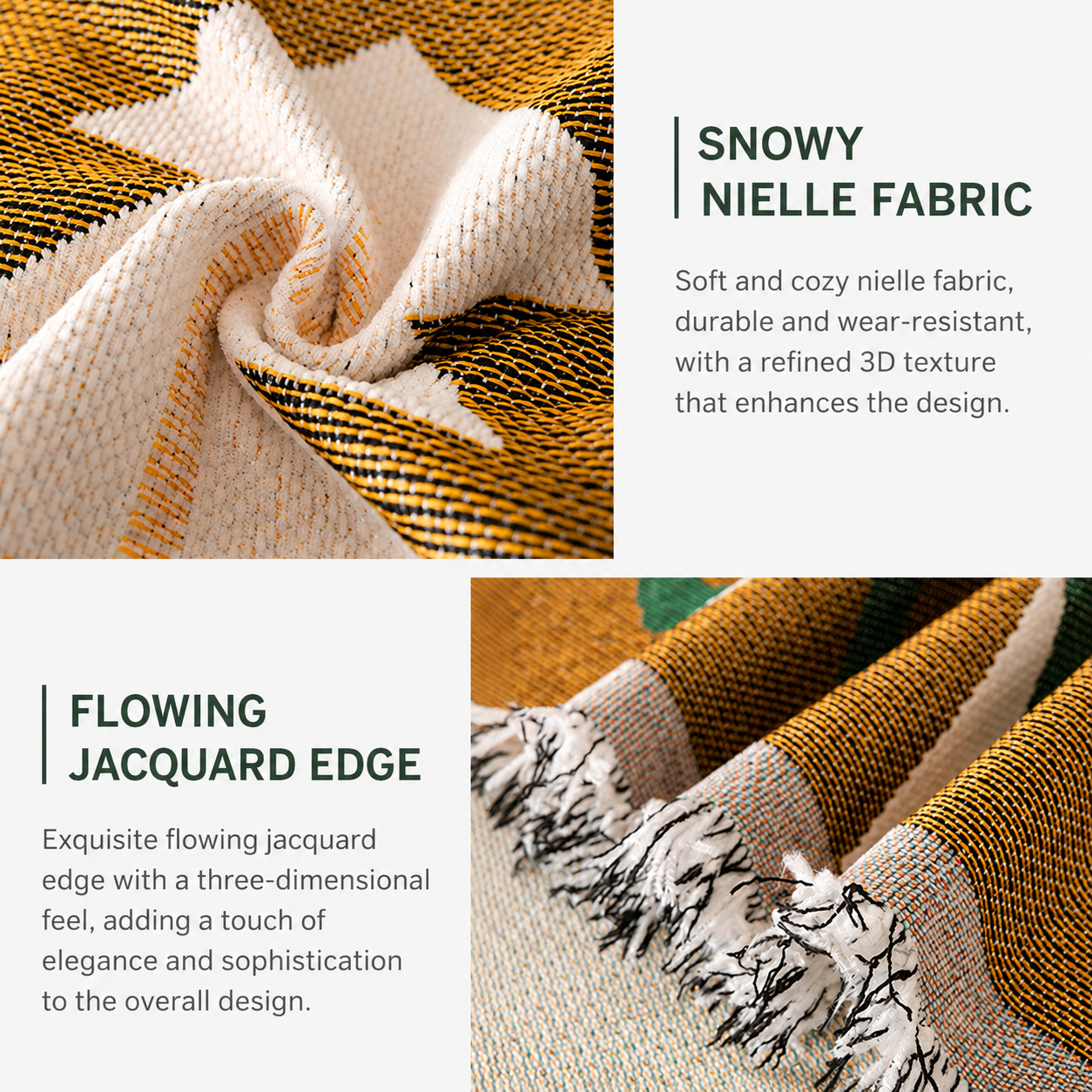 180 x 130 CM Christmas Jacquard Chenille Sofa Cover Throw Blanket with Tassel Fringe (Style 1), Elegant Festive Couch Protector Slipcover for Holiday Home β image 2