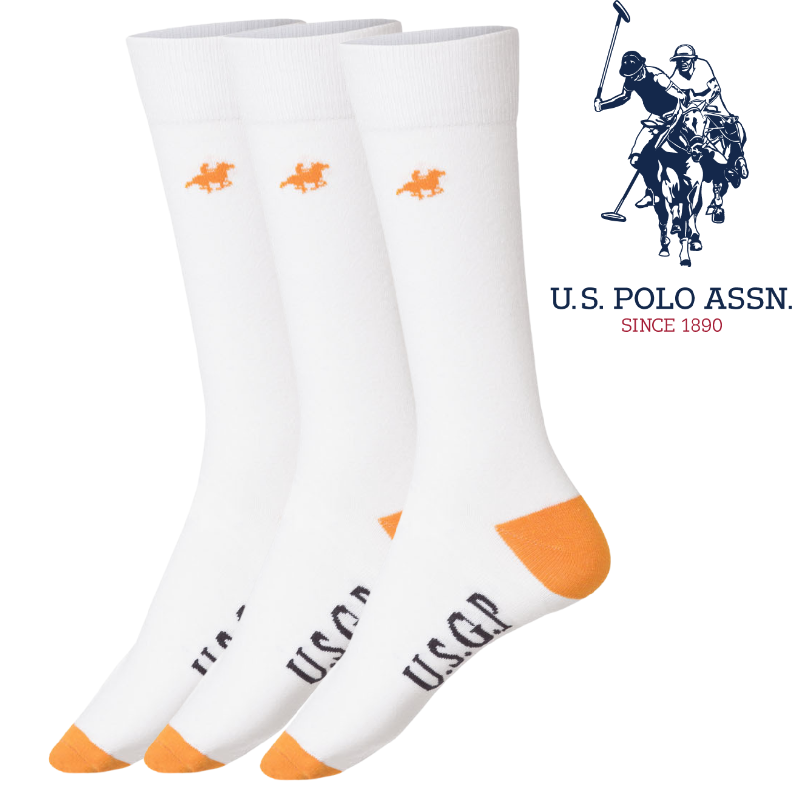 Livergy Mens Crew Socks - White/Orange- 1 Pack of 3 โ image 2