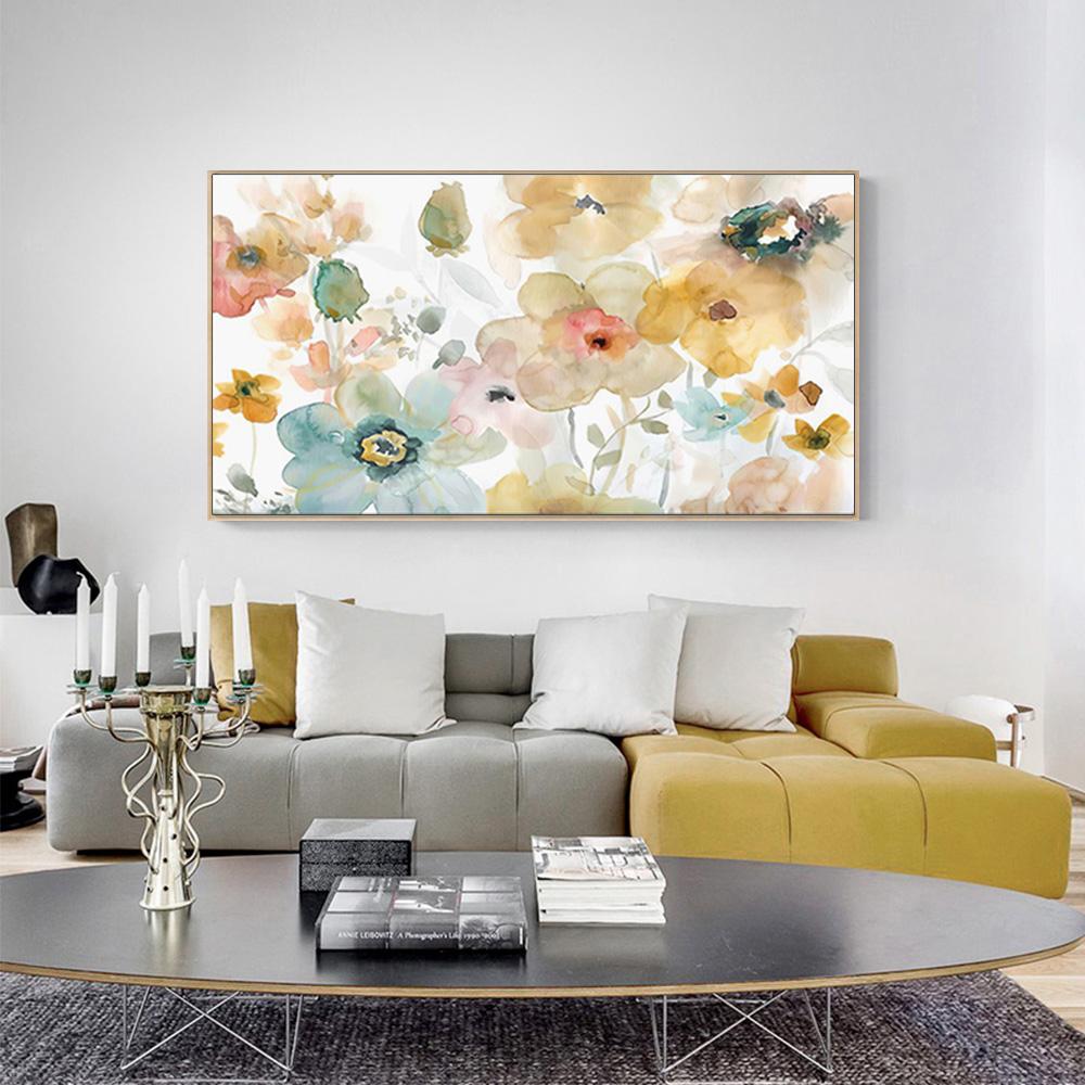 Wall Art 60cmx120cm Floral Watercolor Style Wood Frame Canvas โ image 2