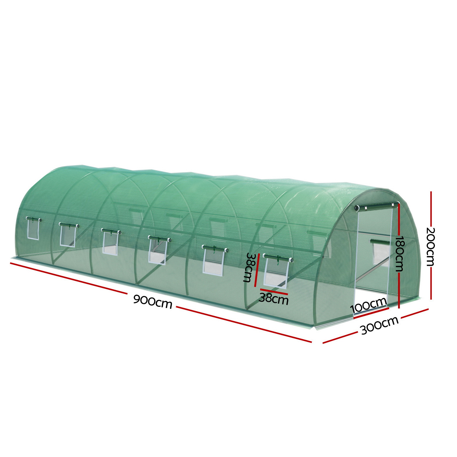 Green Fingers Greenhouse 9x3x2M Walk in Green House Tunnel Plant Garden Shed Dome โ image 2