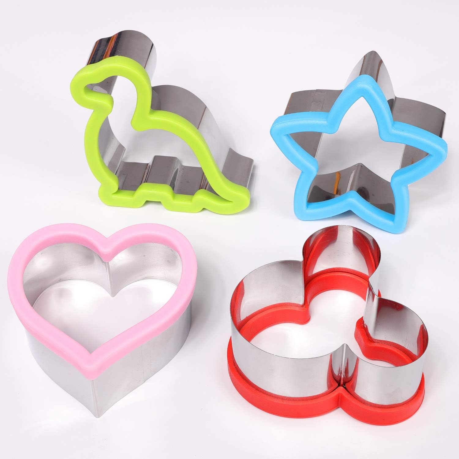 Stainless Steel Sandwiches Cutter Set, Dinosaur & Heart & Star Shapes Sandwiches Cutter Cookie Cutter -Food Grade Cookie Cutter Mold for Kids (Big+Medium โ image 4
