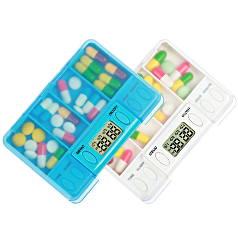 Travel Pill Organizer with Alarm and Digital Timer, Portable Medicine Tablet Dispenser Case, Blue — image 2