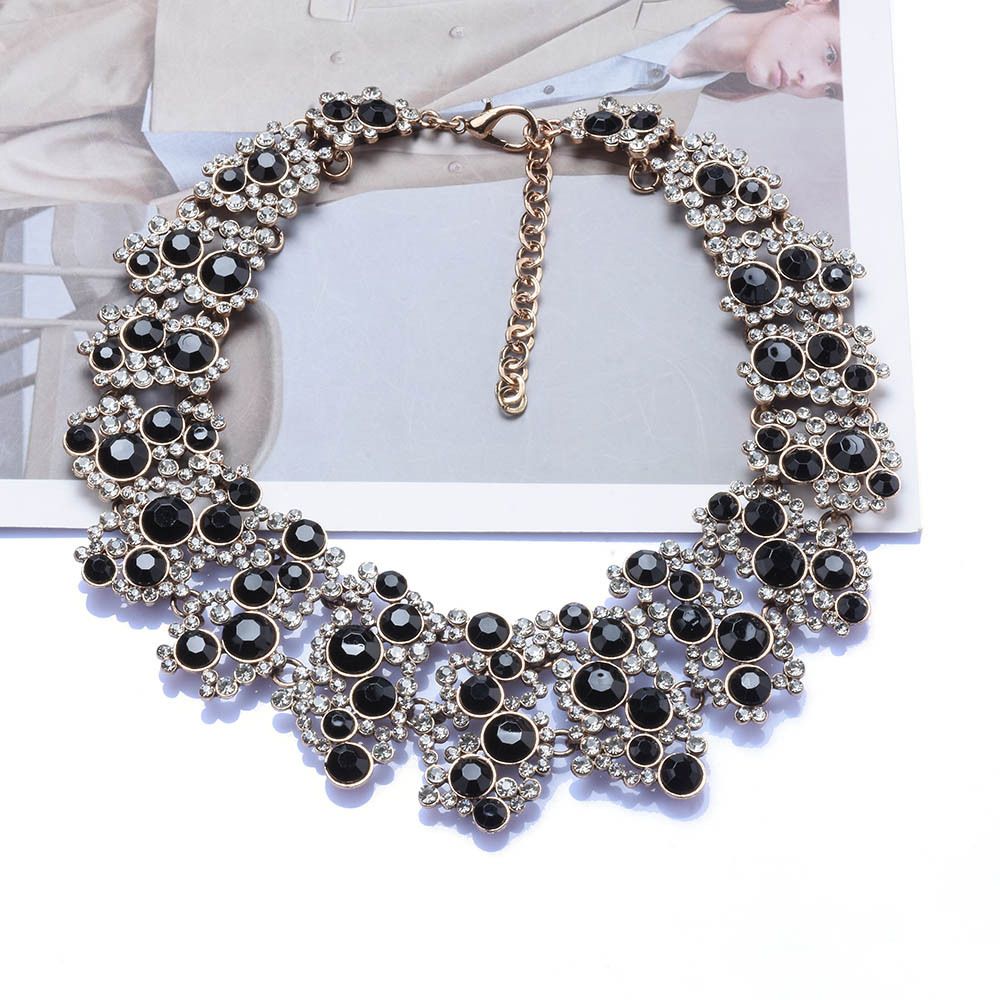 Two colors Crystal rhinestone/pearl necklace, vintage pendant necklace, Bohemian sparkling tassel collar necklace — image 5