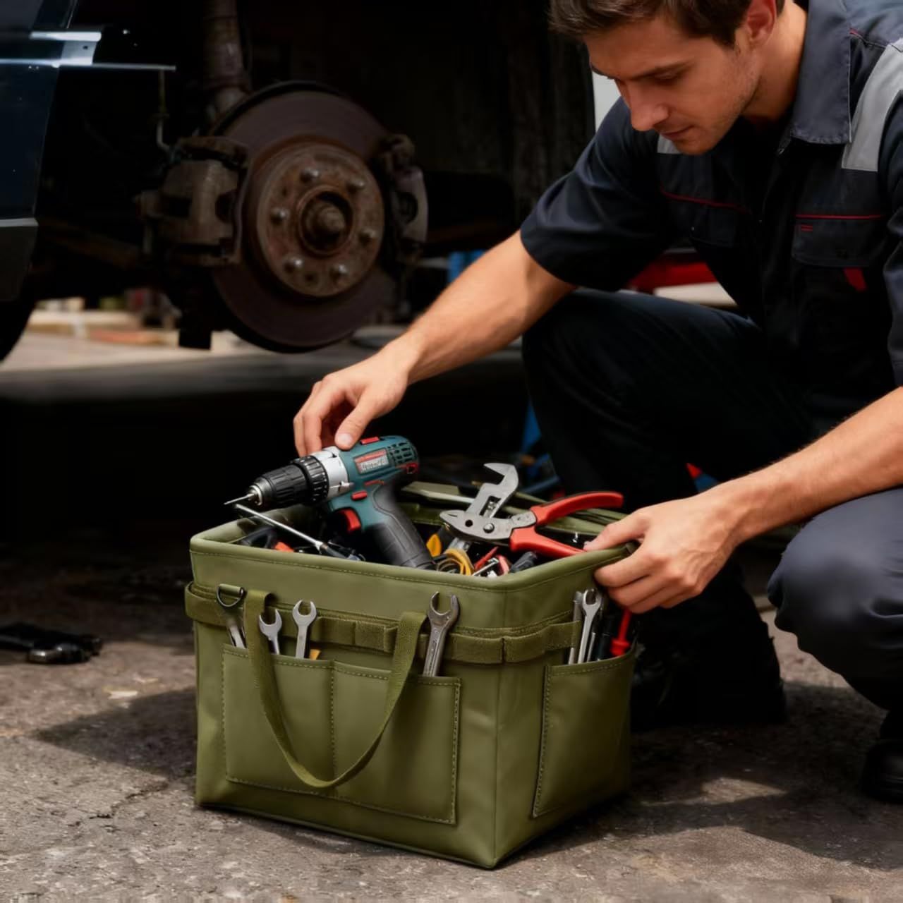 Car trunk storage, multifunctional storage toolbox, heavy-duty tool storage bag, multi pocket foldable storage, portable and portable — image 2