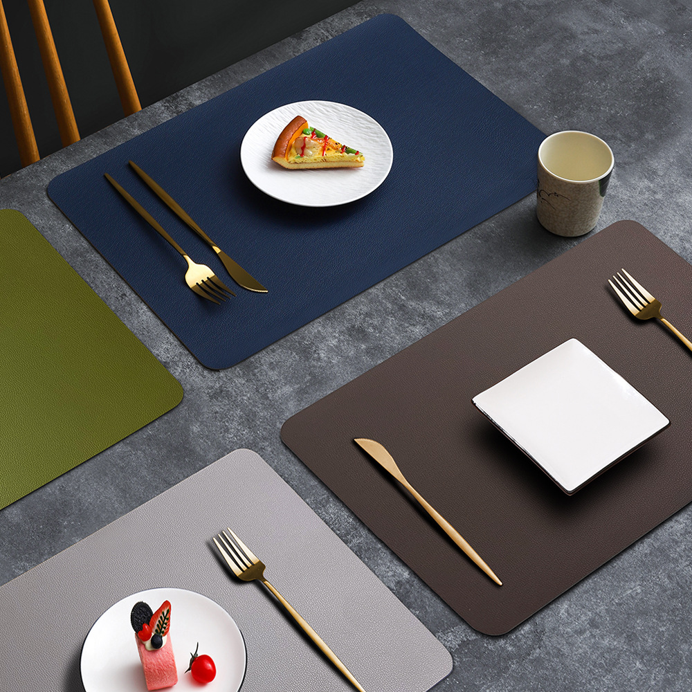 2-PCS Brown and black PVC Double-Sided Lychee Texture Table Mat - Waterproof, Heat-Resistant & Easy to Clean for Home and Hotel Use โ image 3