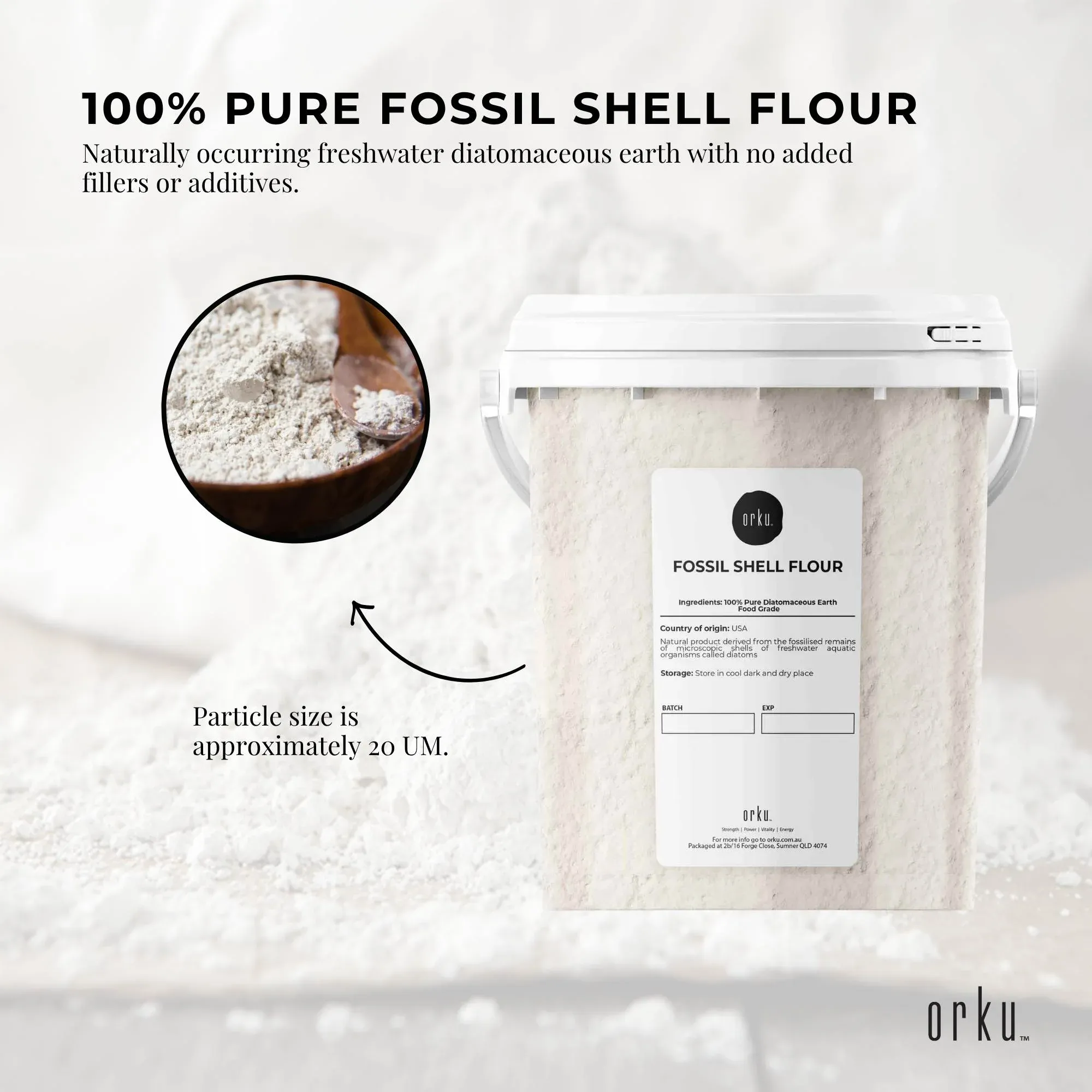 Orku 300g Fine Diatomaceous Earth Tub - Food Grade Fossil Shell Flour — image 4