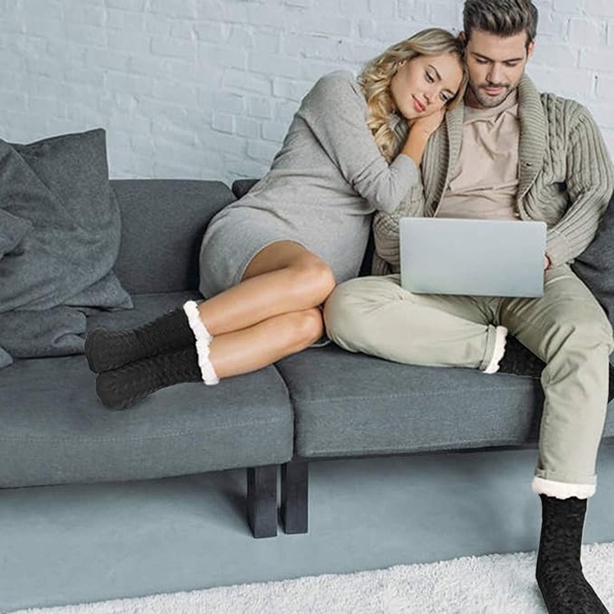House socks - fluffy warm coral fleece lined - non-slip socks for men and girls - Thick Winter coral fleece - Sleep socks - Postpartum socks - Fluffy Slipper — image 3