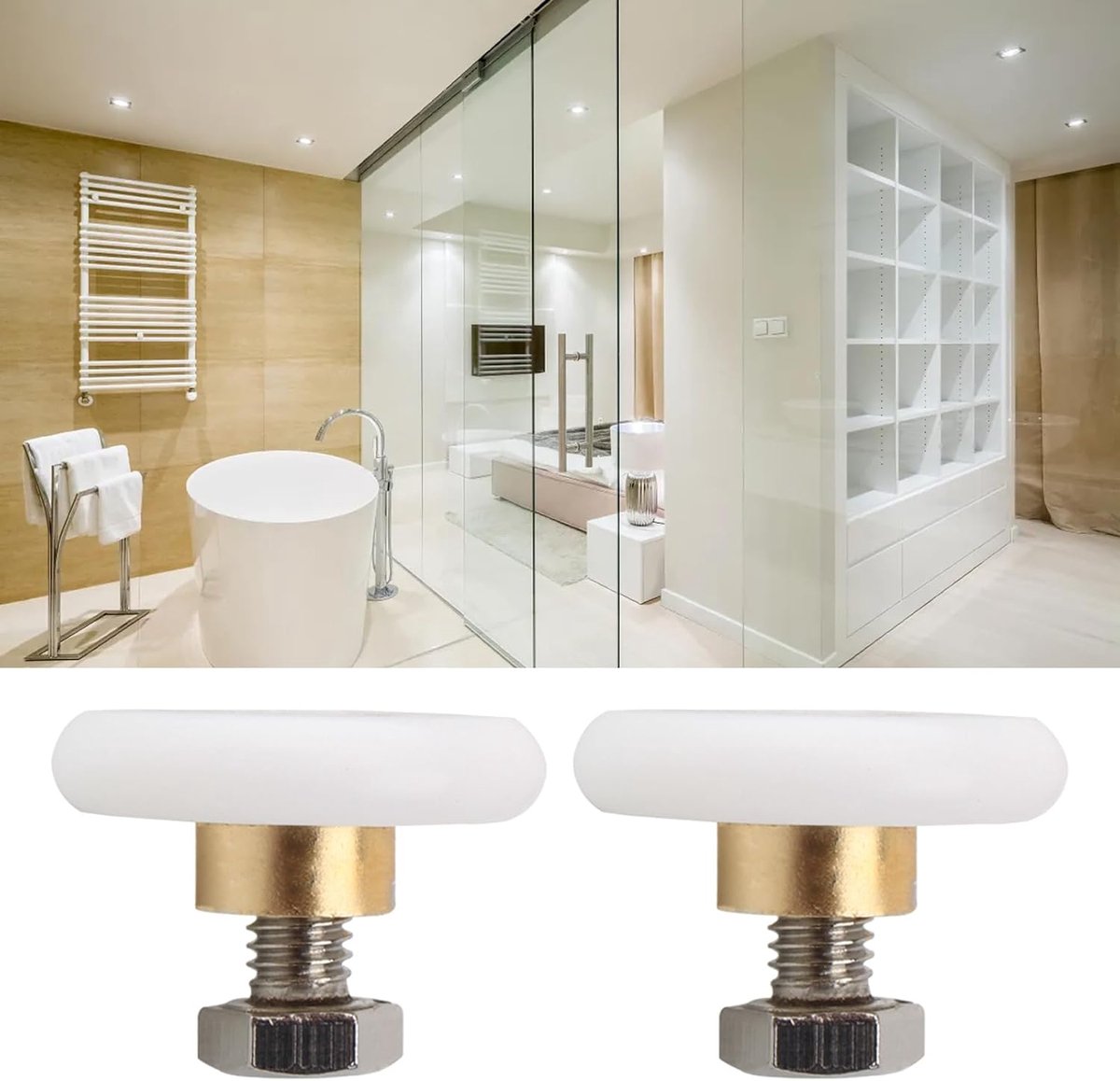 4 pieces - Shower door caster - Shower door wheels - Shower wheels - Sliding door wheels - Shower cabin wheels - diameter 19mm - Replacement parts for bathroom — image 6
