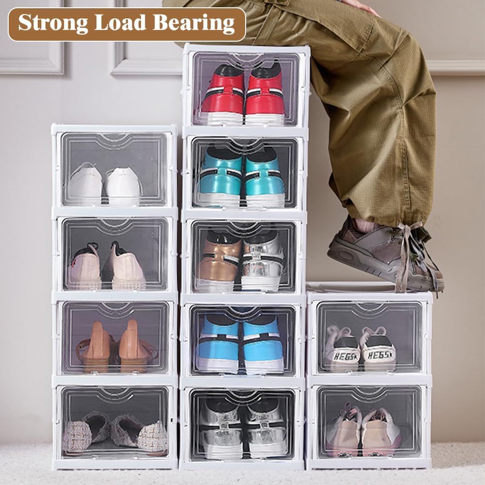 CARLA HOME 6-Tier Stackable Shoe Storage Box Organizer with Clear Door for Closet, Entryway or Cabinet — image 3