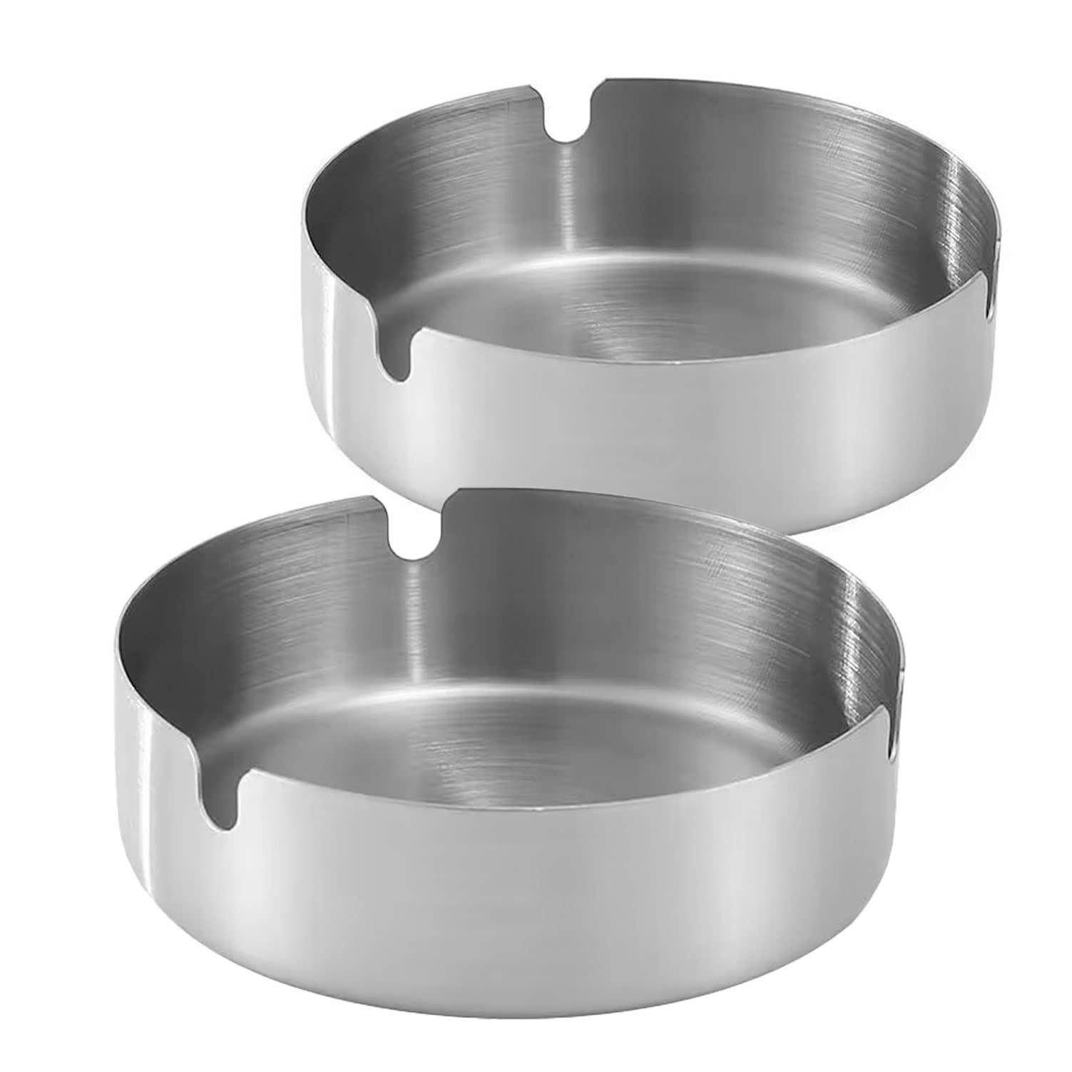 Pack of 2 Cigar Ashtray Tabletop Round Stainless Steel Ash Tray Suitable for Cigarette Ash Holder for Home