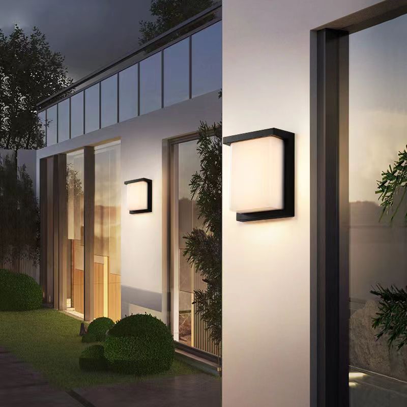LED 8" Outdoor Wall Light, Front Door House Sconce | Waterproof | 18W | Exterior Patio Lighting Fixture, Flush Mount Porch Lamp | Black β image 4