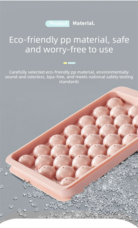 2 PCS Round Ice Cube Trays with Lids 33 Cavity Sphere Ice Ball Maker Mould Stackable Hard Plastic Easy Release for Cocktails Whiskey Blue โ image 3