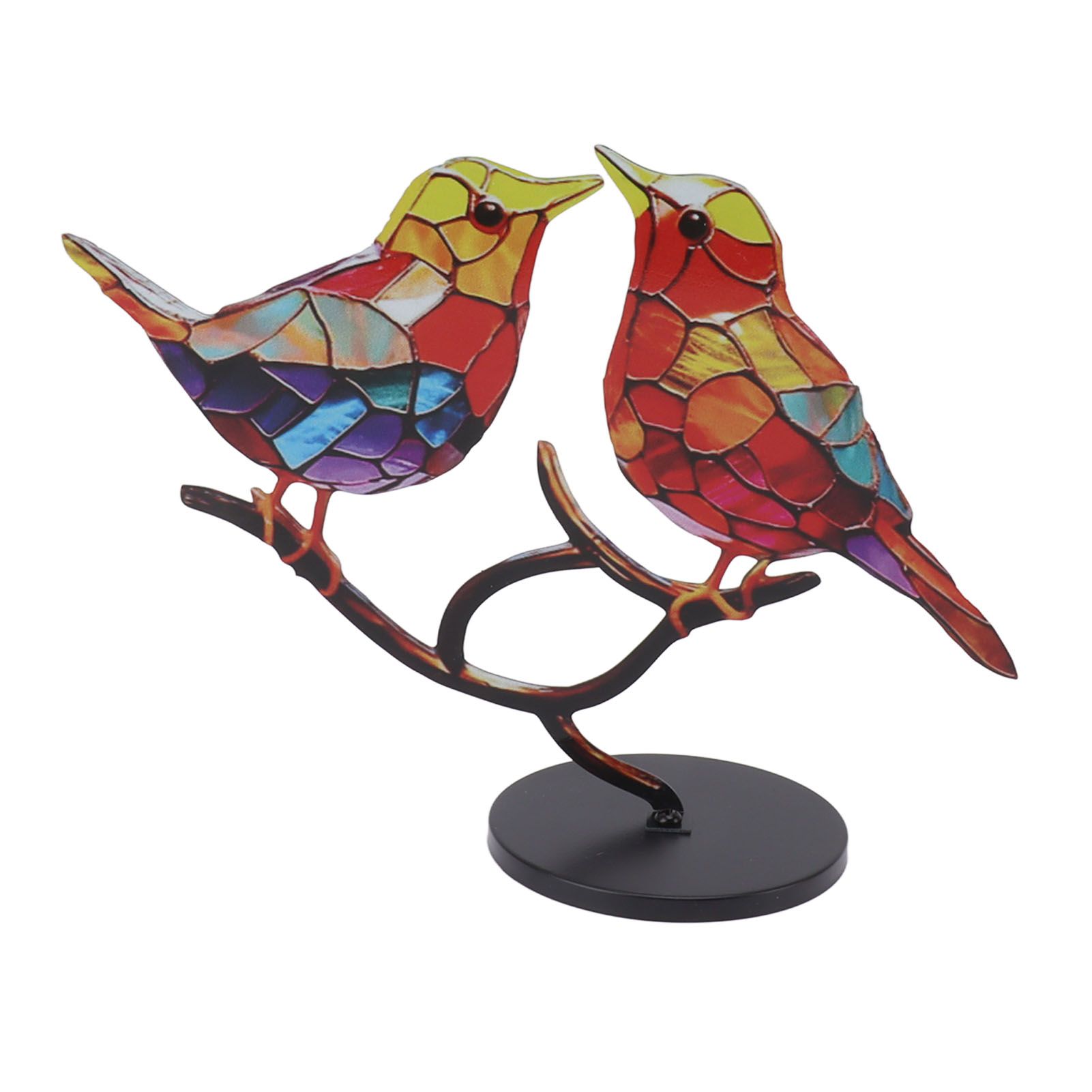 Birds On Branch Desktop Ornaments Iron Double Painted Bird Colorful Birds Ornament Tablet for Indoor Decoration 2 Birds โ image 4