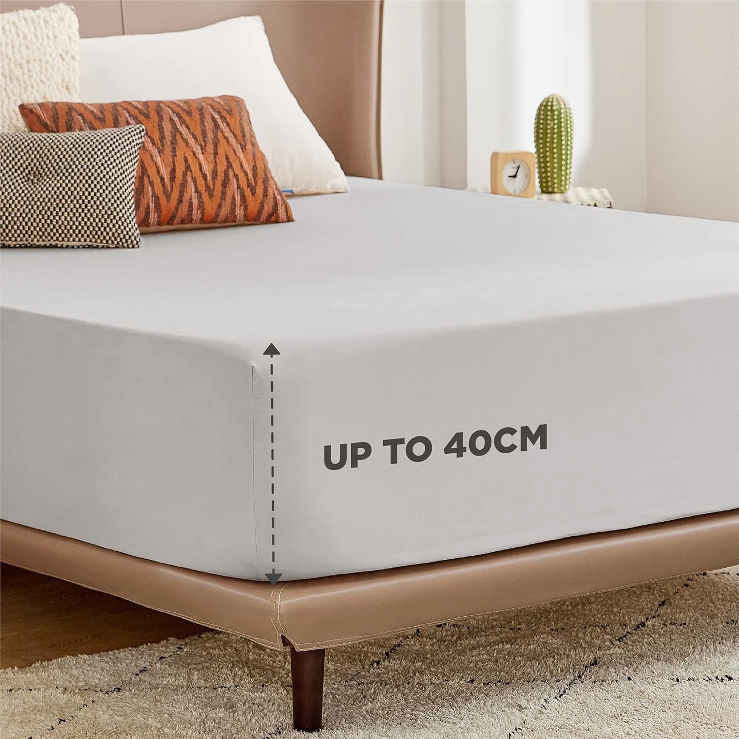 2000TC Hotel Quality Fitted Sheets - 2 Piece Fitted Sheets -Breathable Bedding - Wrinkle, Fade, Stain Resistant- 16inch/40cm Deep Pocket Fitted Bed — image 6