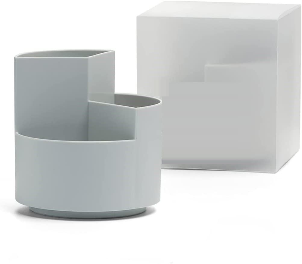 360 degree rotating multi-functional pen holder with 3 separate layer for office desk organiser (Grey) — image 5