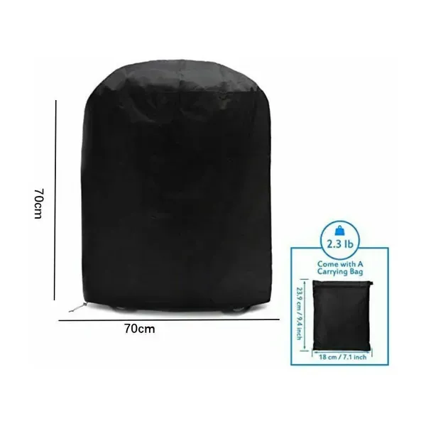 1 Piece 210D Oxford BBQ Grill Cover, Waterproof UV-Resistant Outdoor Protector for Kettle Grills, Black, 70 x 70 cm — image 2