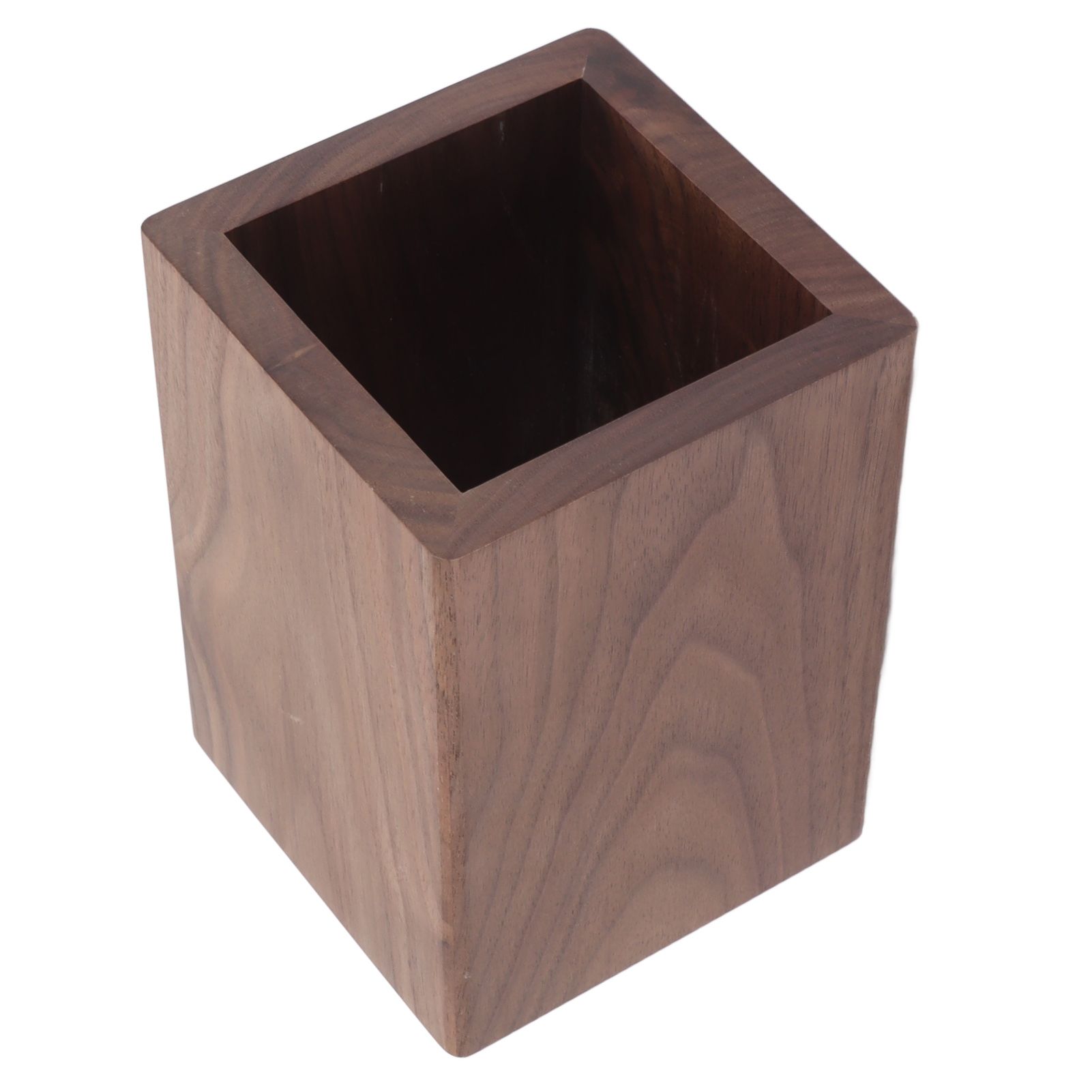 Cooking Utensil Container Smoothing Stable Large Capacity Simple Wooden Pen Holder for Kitchen Family Office Squared(4.3x3.1x3.1in) — image 2