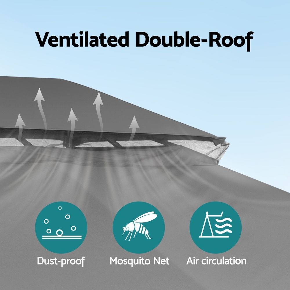 Instahut Gazebo 3x4m Canopy Outdoor Steel Frame Patio Tent Curtains Marquee Grey โ image 5