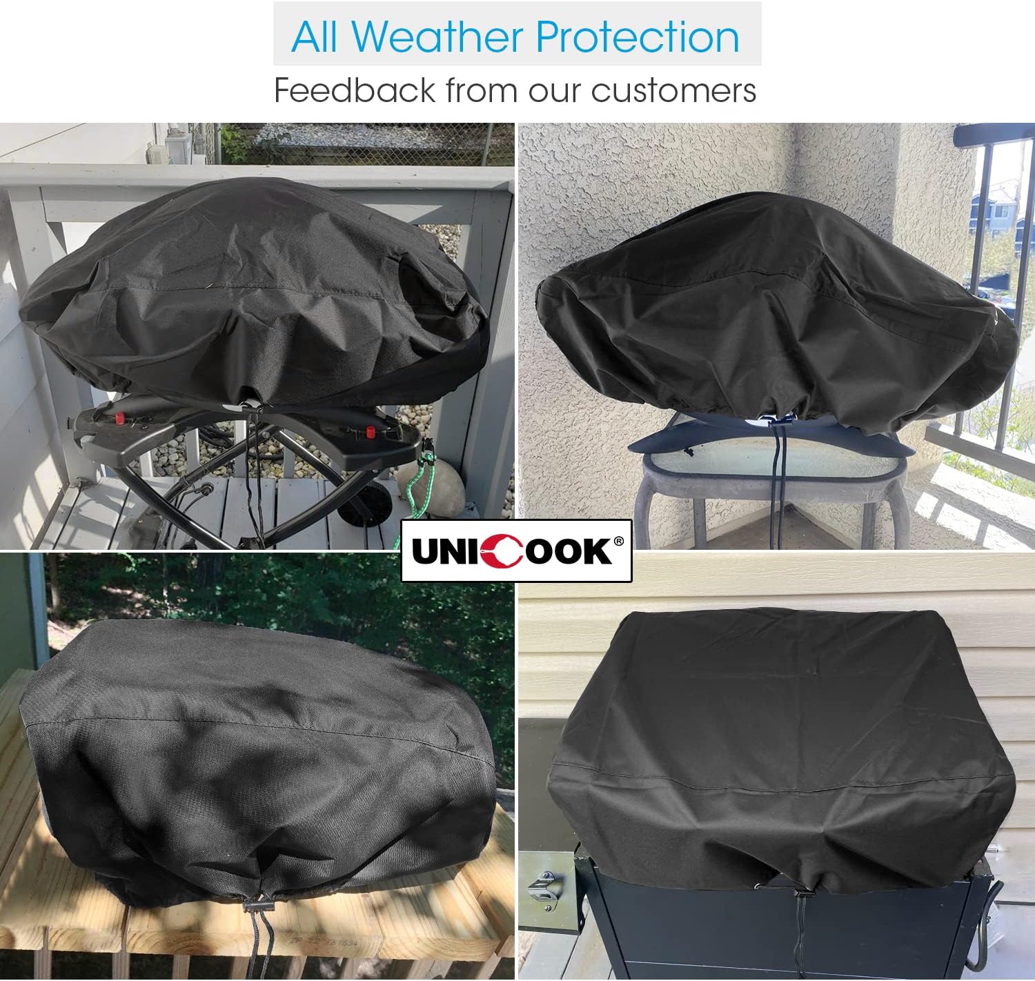 Waterproof Portable Grill Cover for Weber Q2000, Q200 Series and Baby Q Gas Grill, Compared to Weber 7111, All Weather Protection, Black — image 2