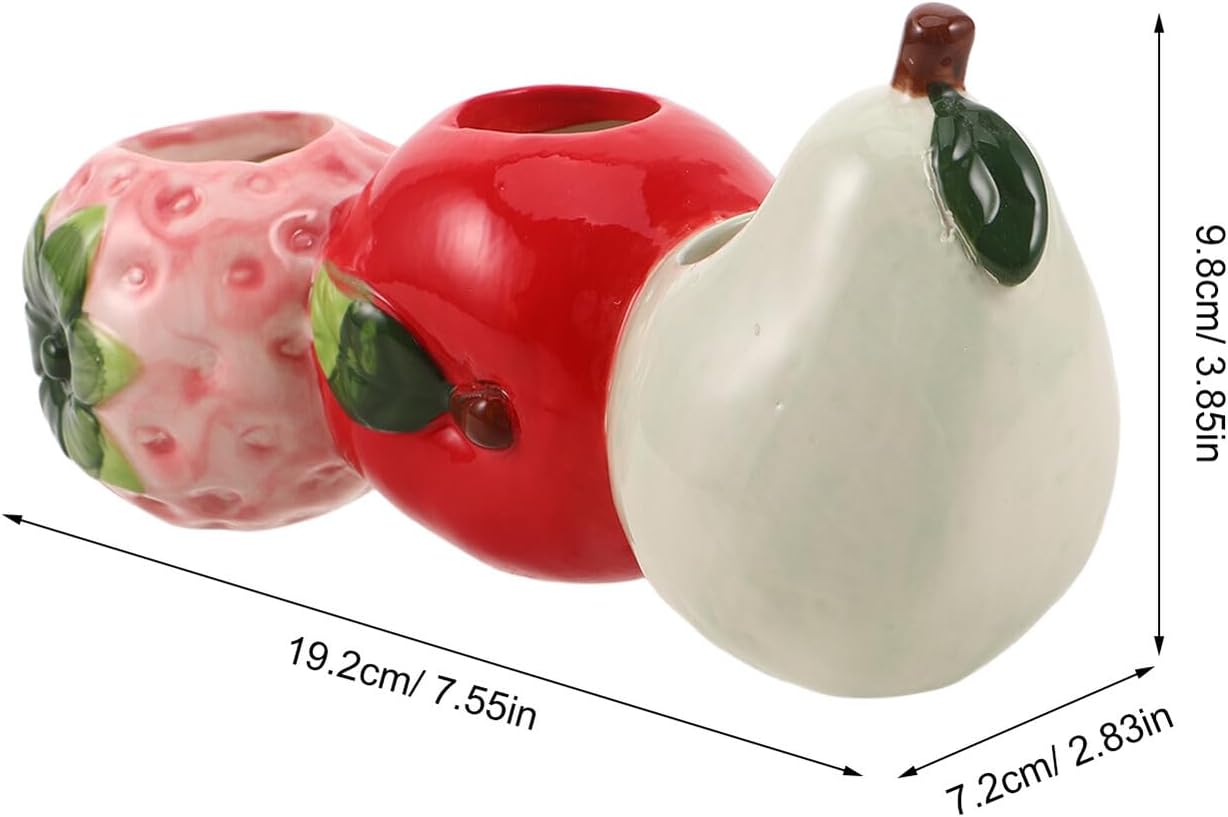 Petluno Ceramic Vase in Strawberry Shape Sturdy Durable Flower Pot for Hydroponic Cuttings Decorative Fruit Vase Kitchen Office Shelf Accents — image 2