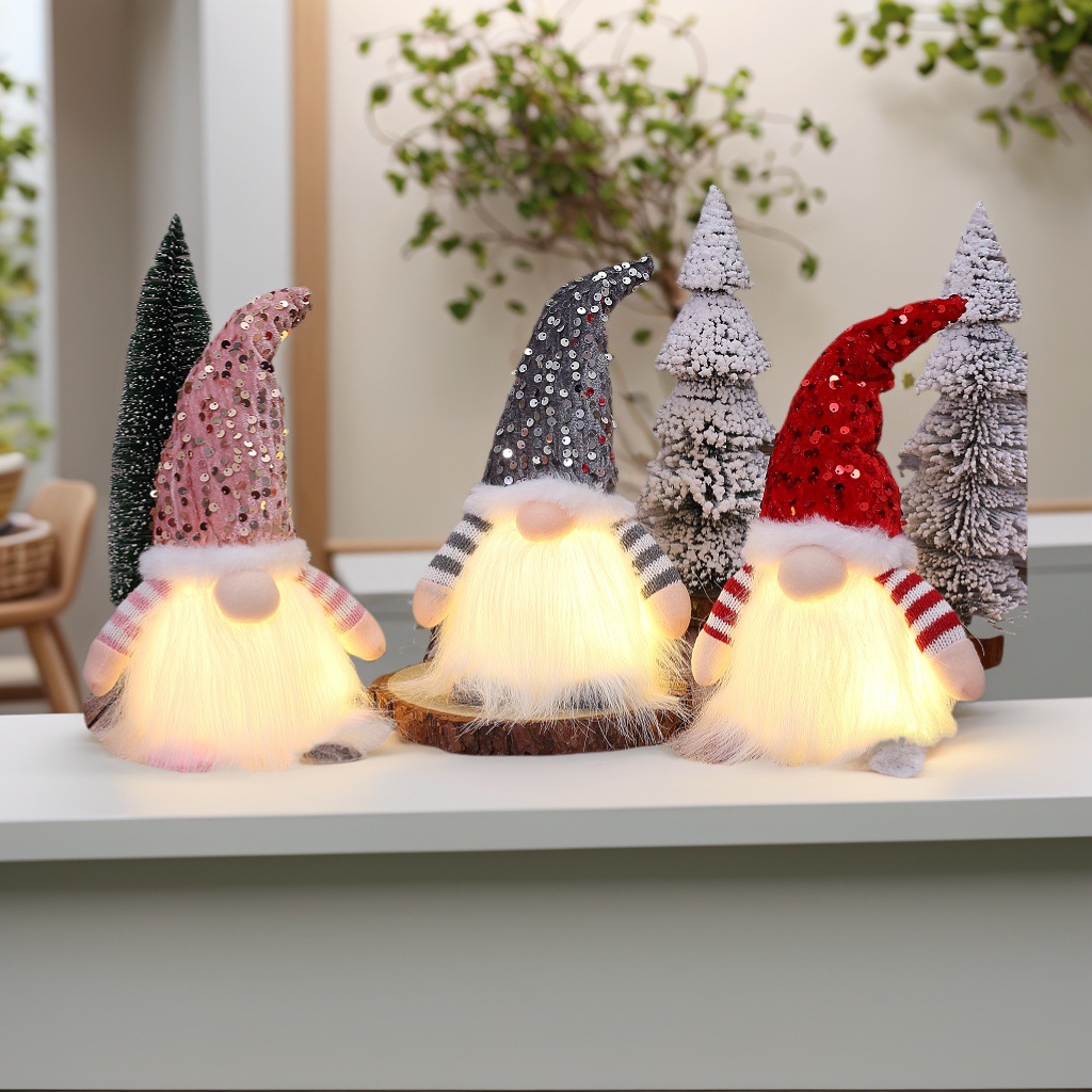 2 Pcs Pink Charming Light-Up Christmas Gnome - Festive Nordic Plush Holiday Decoration โ image 4