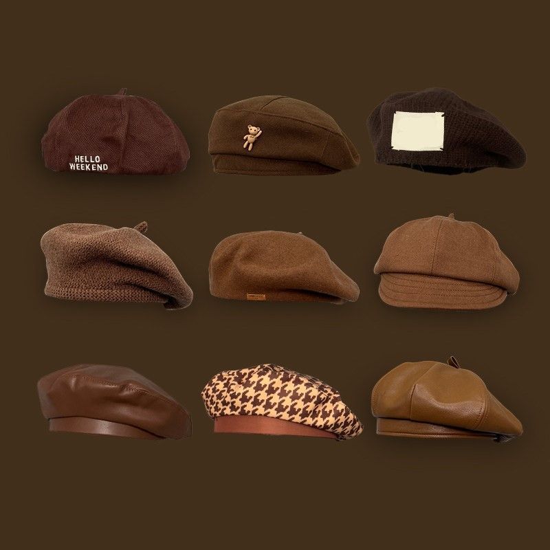 Small Plaid Leather Brim Octagonal Hat, Coffee Tone, Adjustable 56‑58cm, Christmas & Halloween Retro Daily Accessory, Fashion Vintage Cap, Holiday Souvenir — image 2