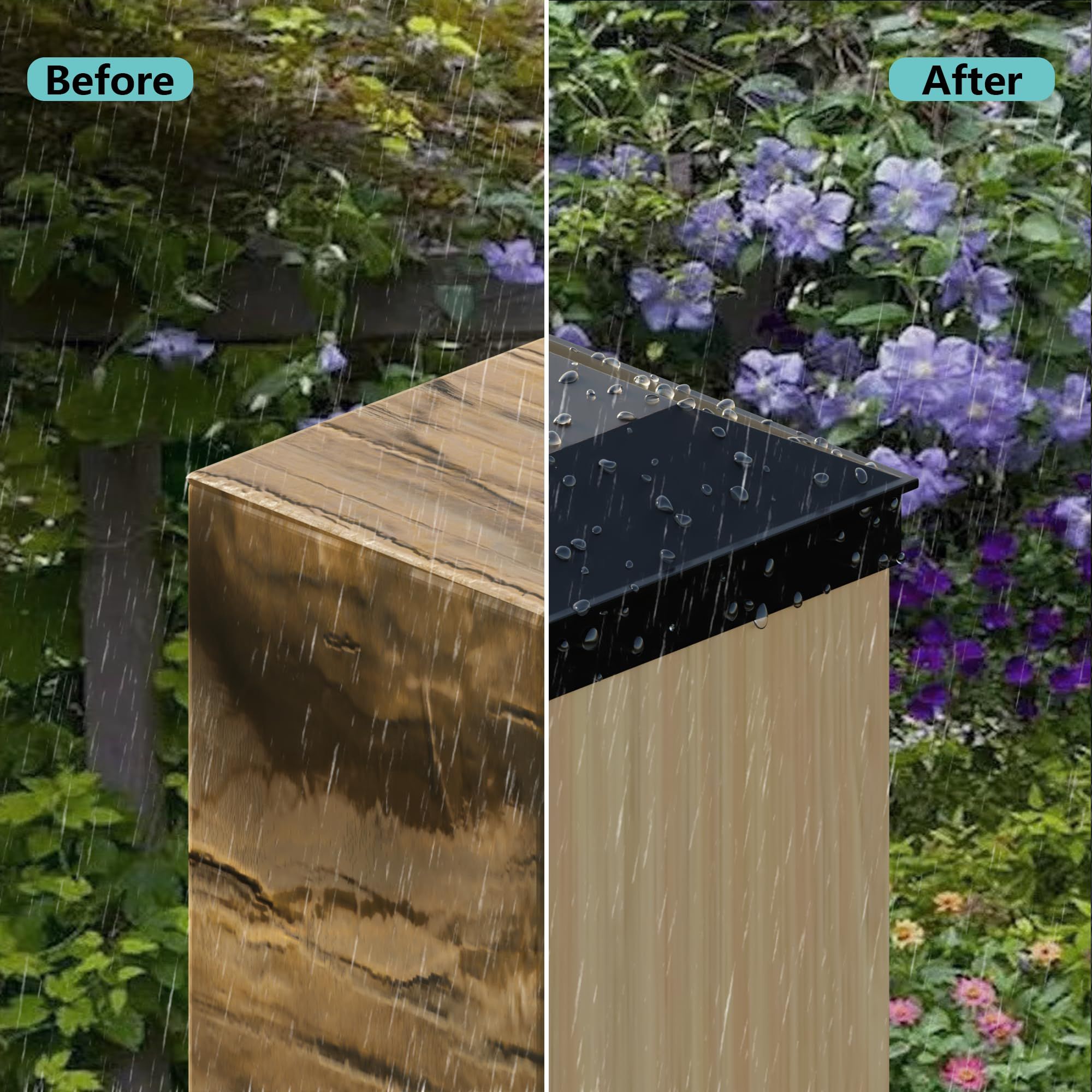 4x4 column caps (actual 3.5 "x 3.5") for wooden columns, durable powder coated fence caps for decks, terraces, and fences, weather resistant and rust — image 2