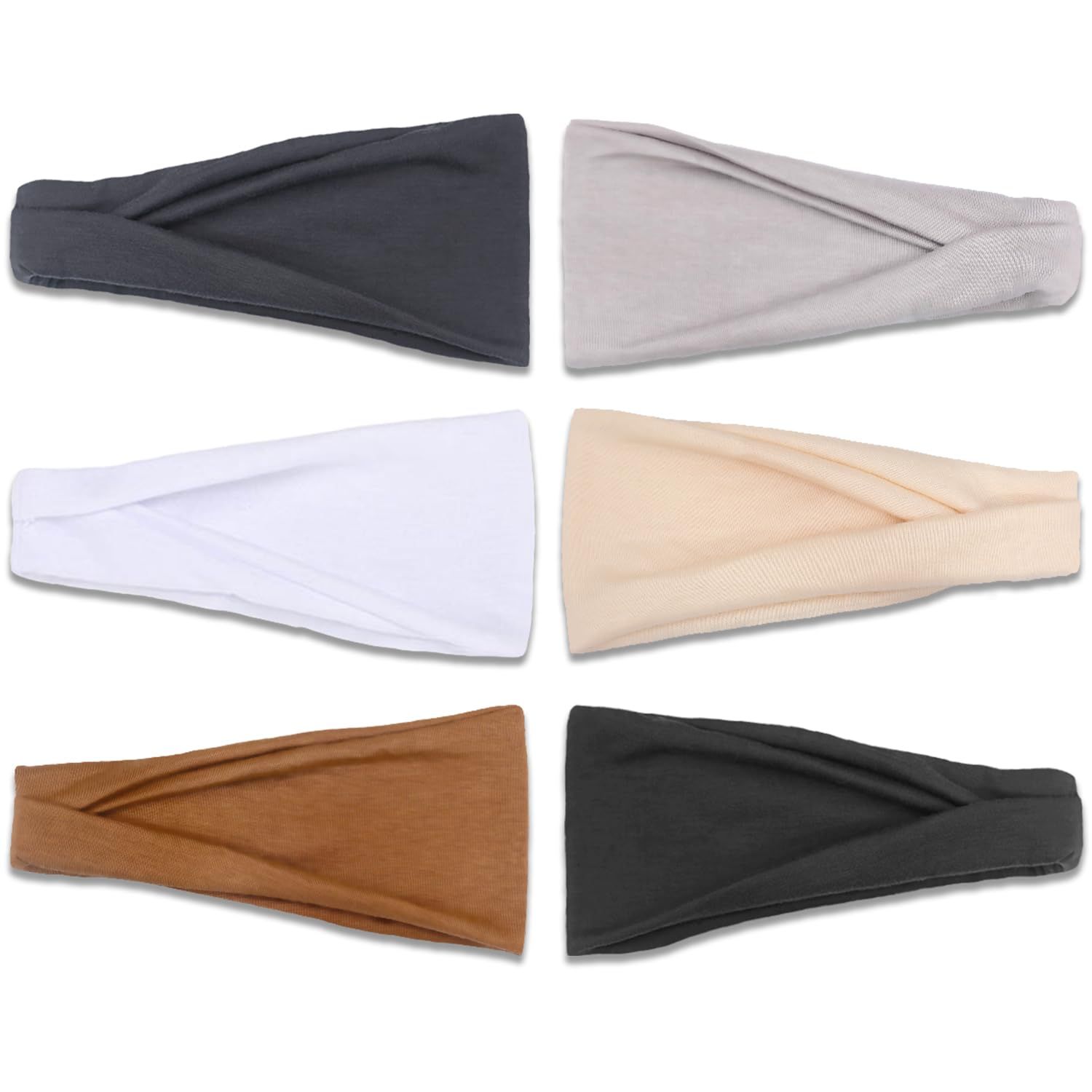 Headbands or Women, Non-Slip, Premium Stretchy Head Bands Hair Accessories,Wear or Yoga, ashion, Working Out, Travel or Running, 6 Pack, Neutral — image 5