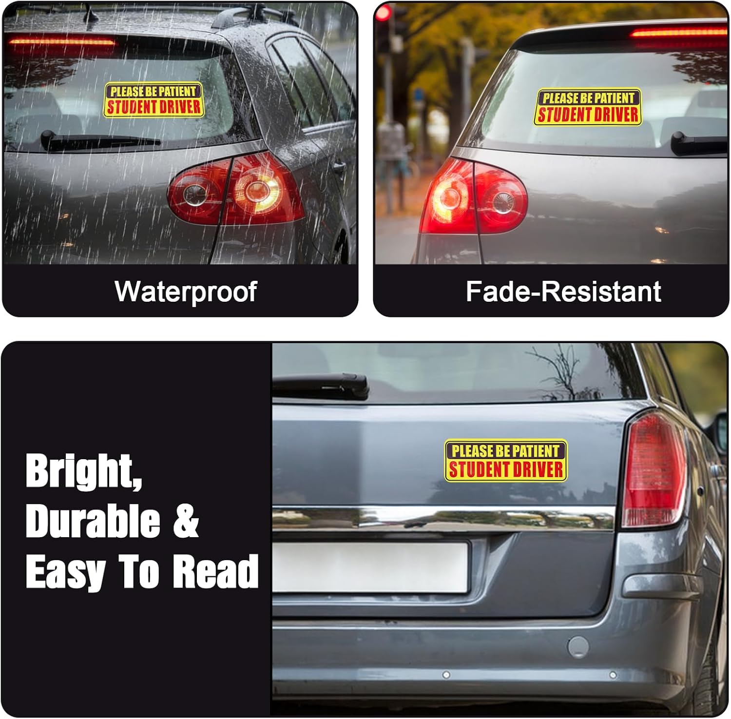 4PCS Student Driver Sticker for Car,Non-Magnetic Student Driver Bumper Sticker - Waterproof & Long Lasting Window Cling for Car Bumper Window — image 4
