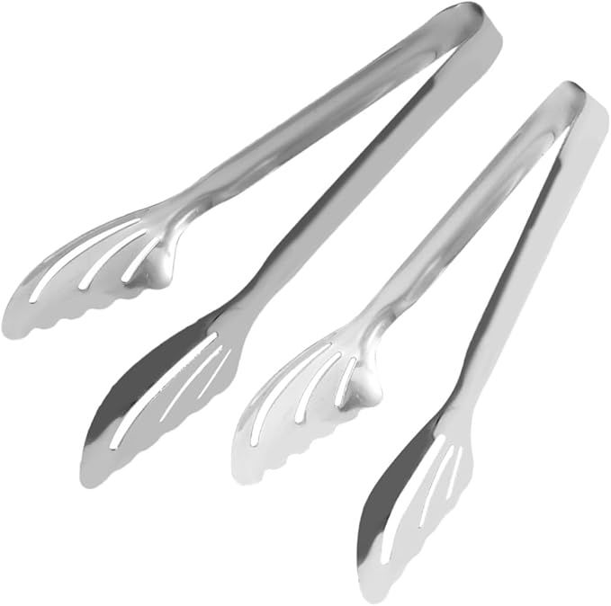 2 Pcs Stainless Steel Barbecue Clamps Set, Small and Large Bbq Tongs for Steak and Bread, Heat-resistant Food Tongs for Grilling and Cooking, Kitchen Utensils