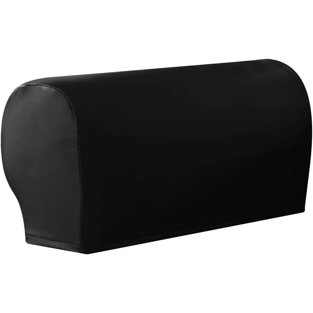 Waterproof Faux Pu Leather Armrest Covers Vintage Stretch Arm Covers for Chairs Couch Sofa Armchair Slipcovers for Recliner Sofa 2pcs,Black — image 3
