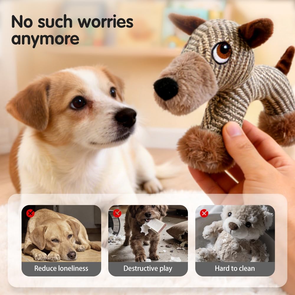 Indestructible Dog Toys for Aggressive Chewers, Durable Squeaky Plush Large Medium Small Dogs, Tough Chew with Interactive Sounds Puppy Anxiety Relief (Cartoon — image 3