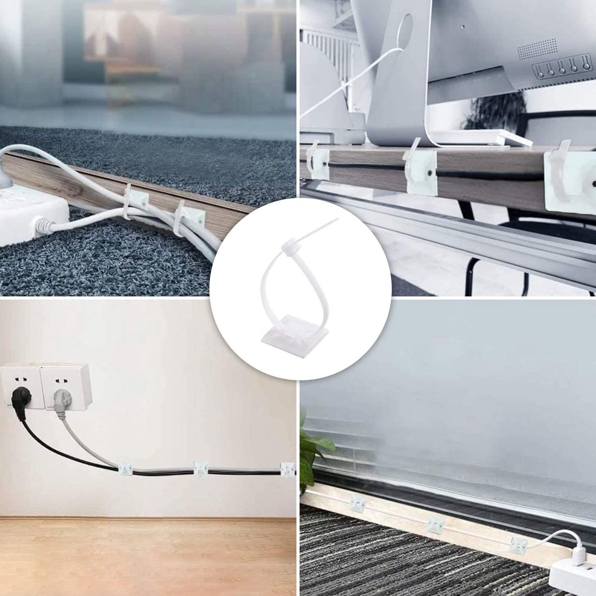 100 pieces 25 mm × 25 mm self-adhesive cable tie base holders (white) — image 5
