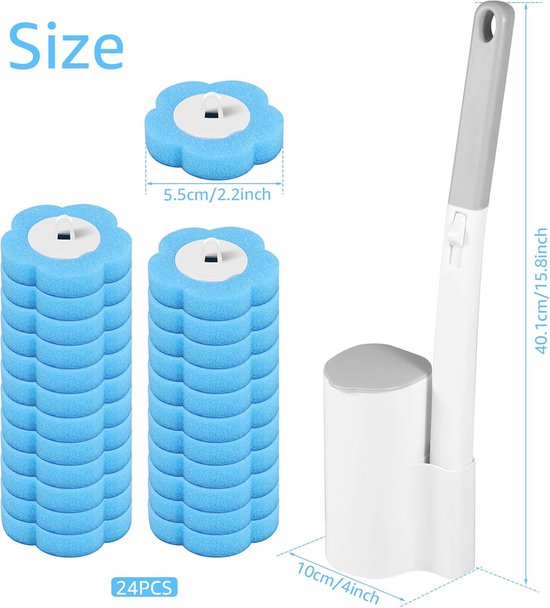 Toilet Brush Set with 24 Replaceable Heads - 360° Cleaning & Pre-assembled Cleaning Solution - Includes Storage Station — image 6