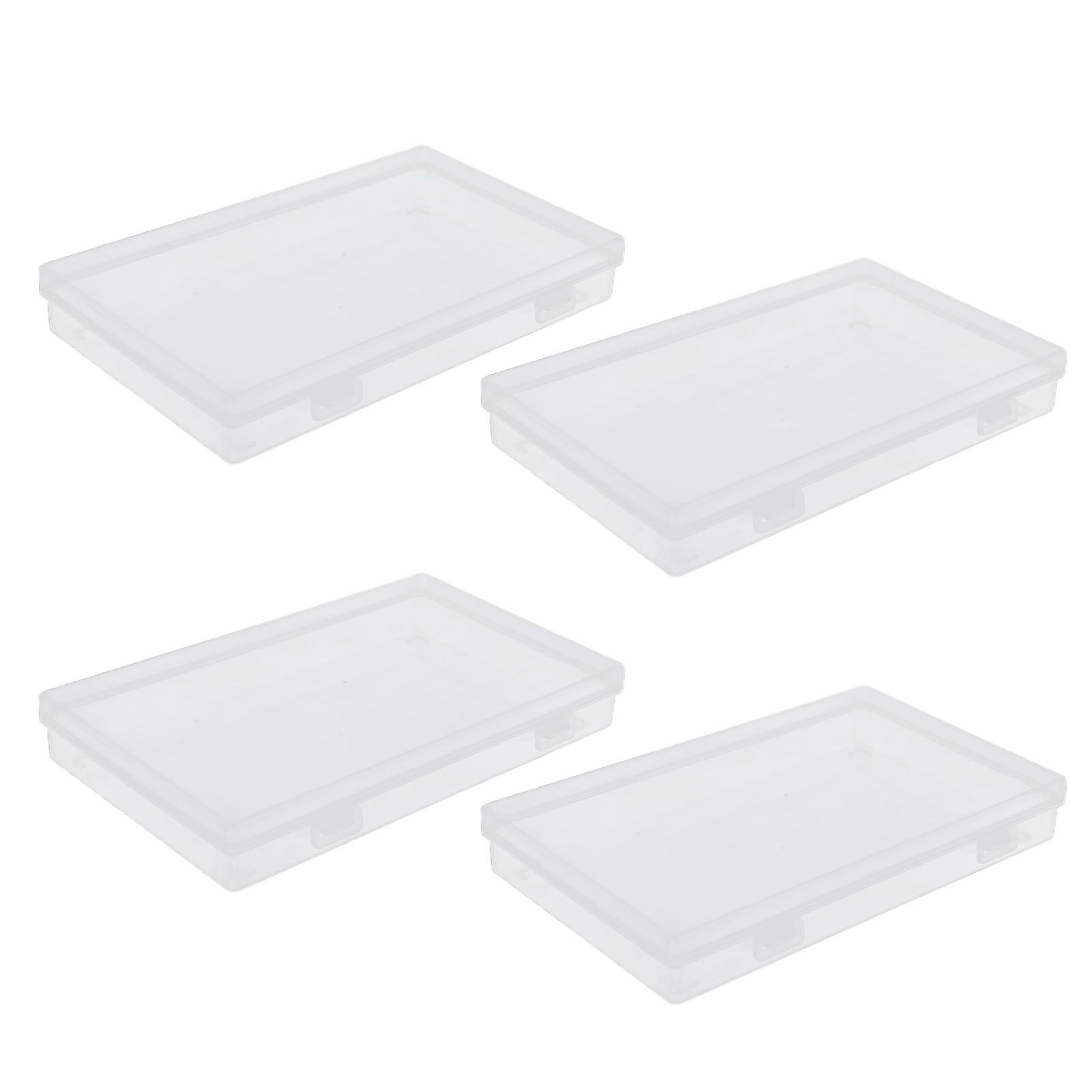 4Pcs Transparent Plastic Box with Hinged Cover Multipurpose Storage Container for Small Things — image 2