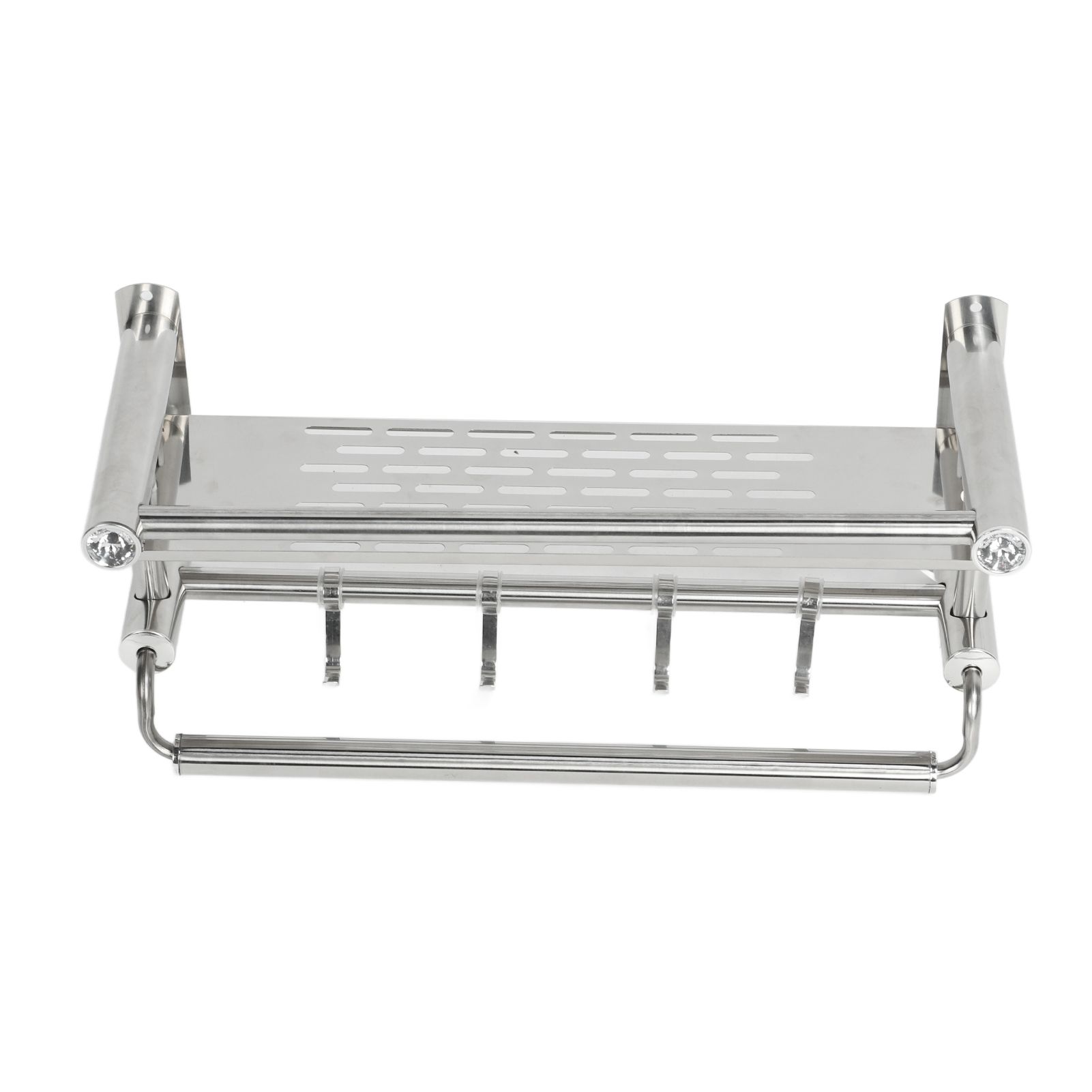 15.7in Bathroom Shelf Wall Mounted 201 Stainless Steel Waterproof Corrosion Prevention Towel Rack with Hooks for Shower โ image 6