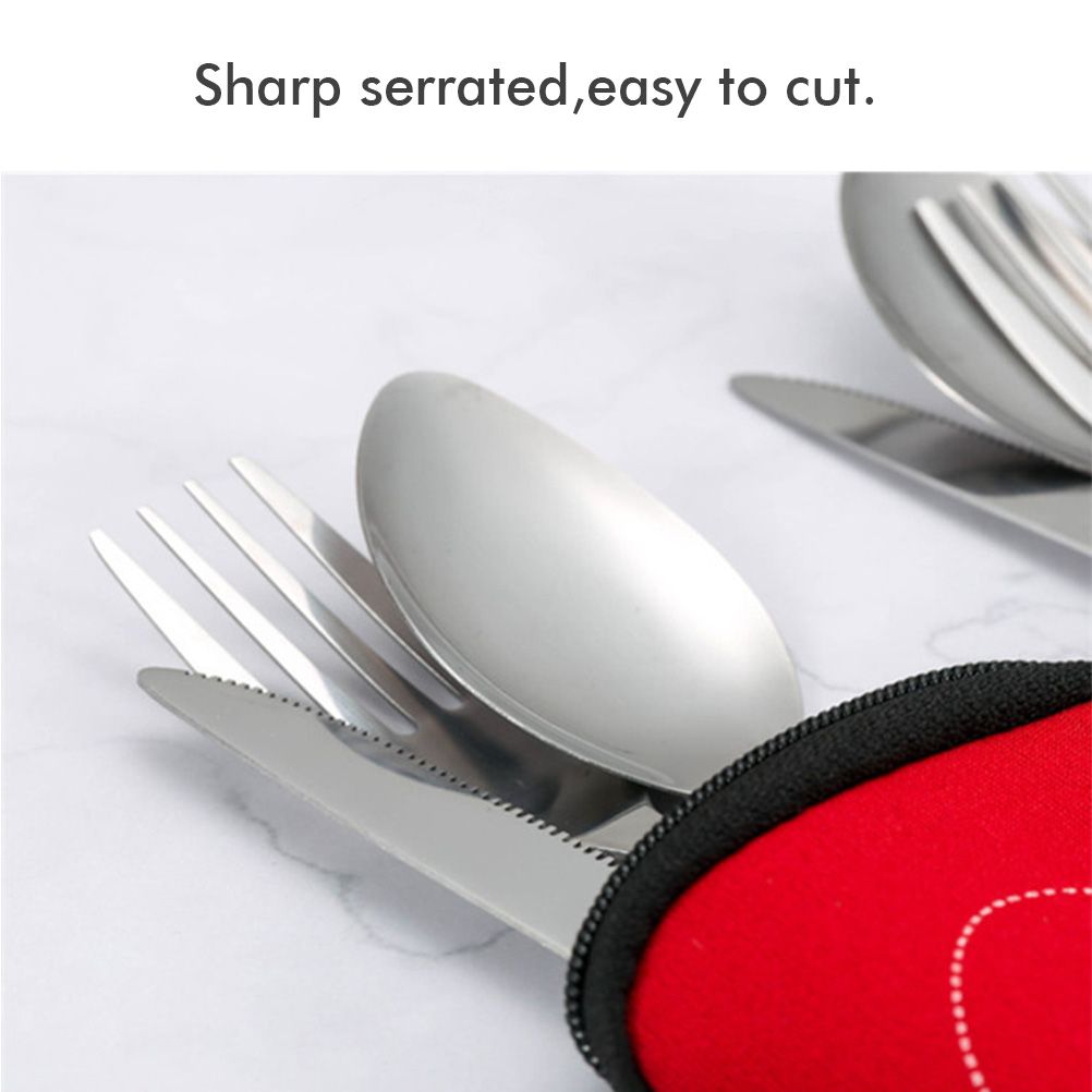 4PCS Cutlery Set Stainless Steel Cutlery for Cutter Fork Spoon Surface Carved Portable Lightweight Durable Tableware Set โ image 5