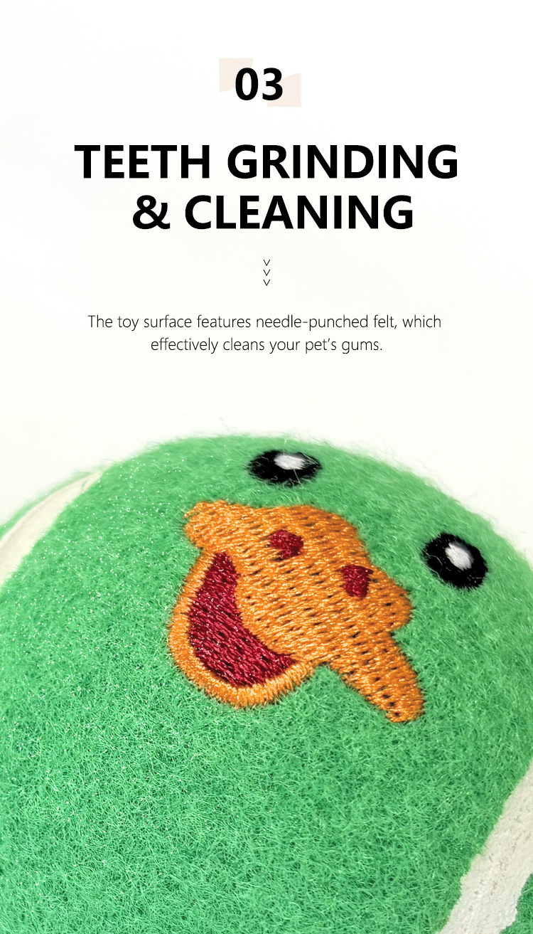 3-Piece Set High Elastic Pet Tennis Toy - Chew-Resistant Dog Ball with Plush Animal Designs for Interactive Play, Teeth Grinding & Dental Cleaning, Synthetic — image 6
