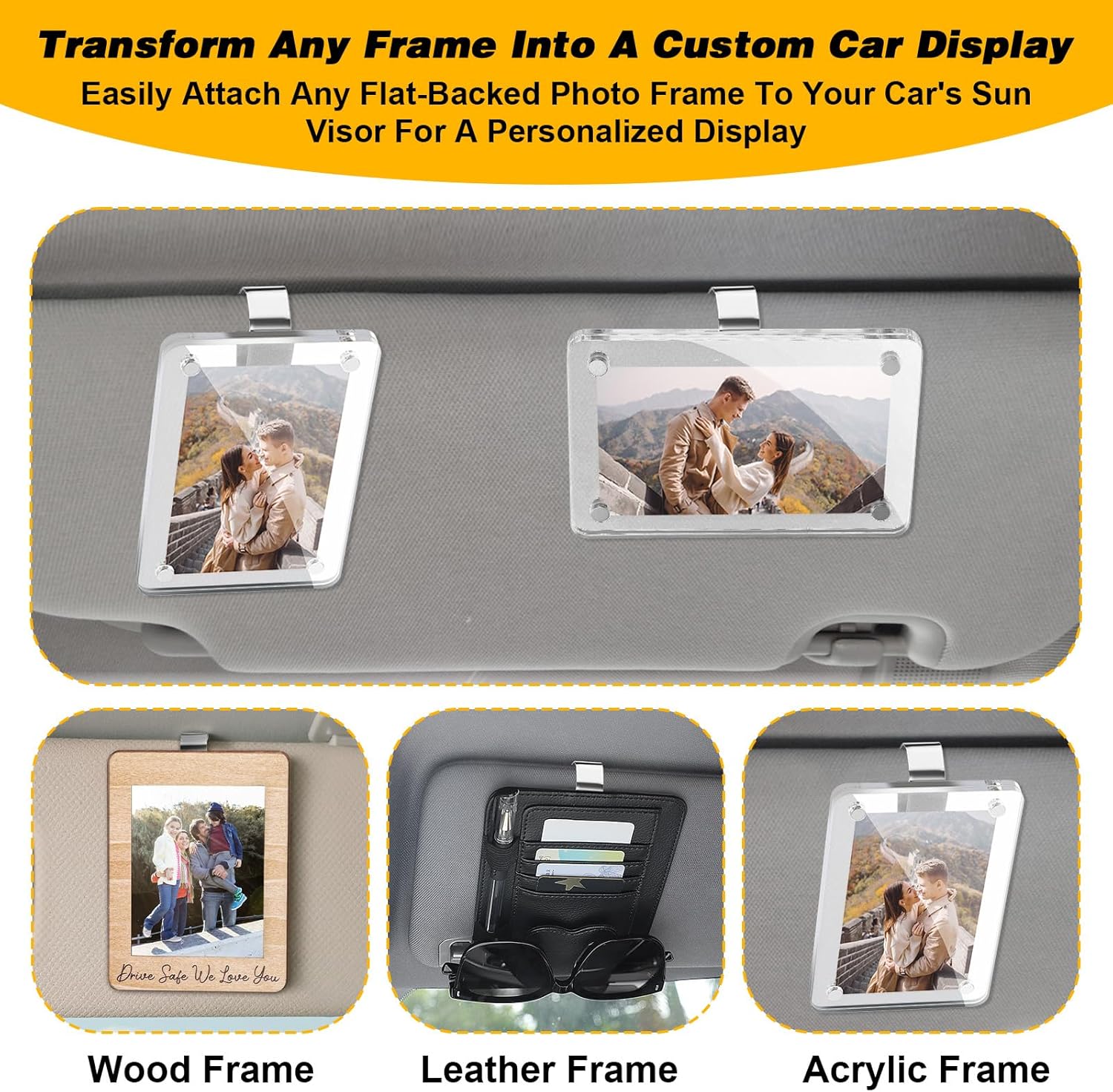 4 Pack Car Sun Visor Photo Clips, Stainless Steel Sun Visor Clips for Car with Adhesive Clip Mounting Kit for Custom Displays (Photo Frames Not Included) — image 4