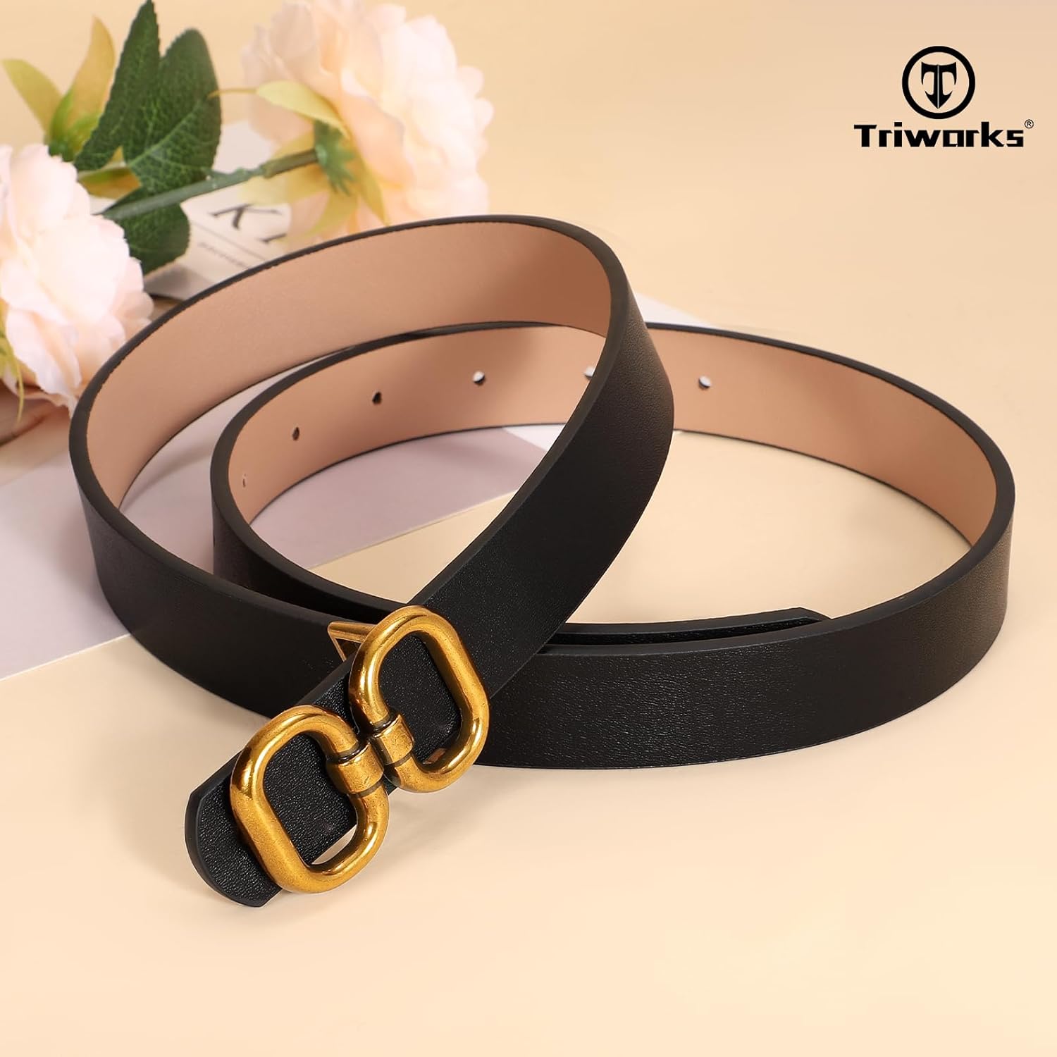 Reversible Leather Belt for Women with Gold Buckle Ladies Leather Belt for Jeans Pants โ image 6