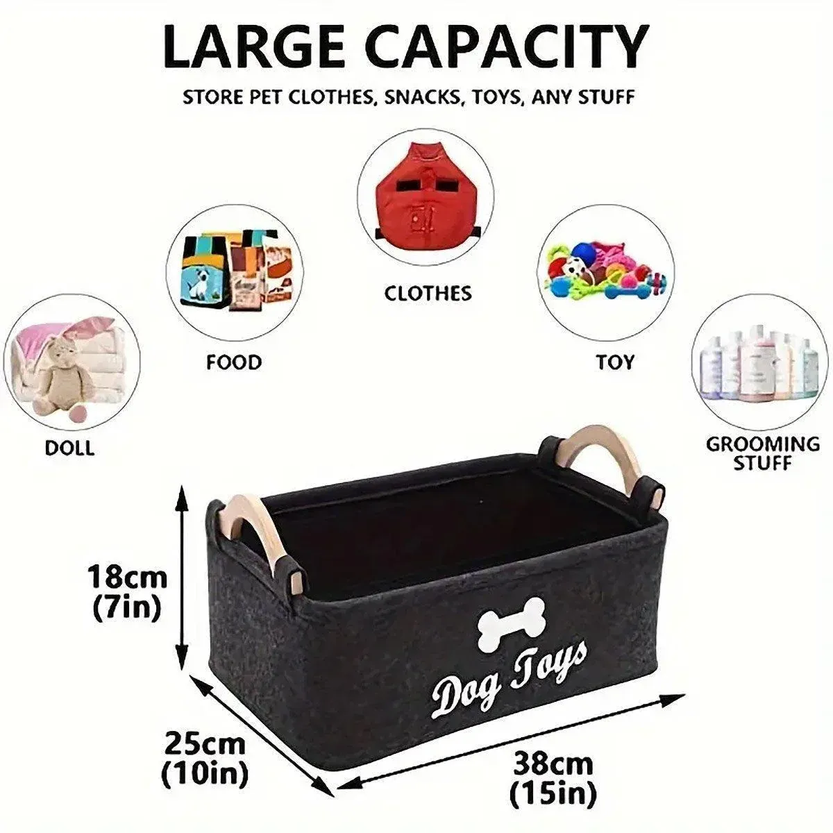 Large Felt Storage Basket for Dog Toys Dirty Clothes Sundries Home Organizer — image 3